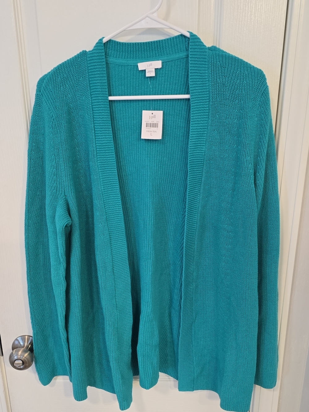 J. Jill Teal Open-Front Knit Cardigan